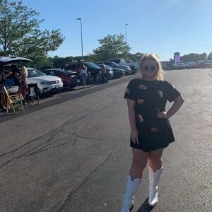 Black Dress with Patterned Design